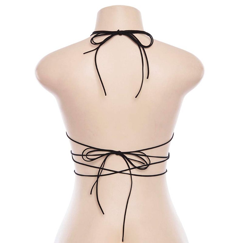 FlyCC Women Shiny Metallic Star Strappy Tube Top Halter Rave Wrap Around Bandeau Bra - Image 4